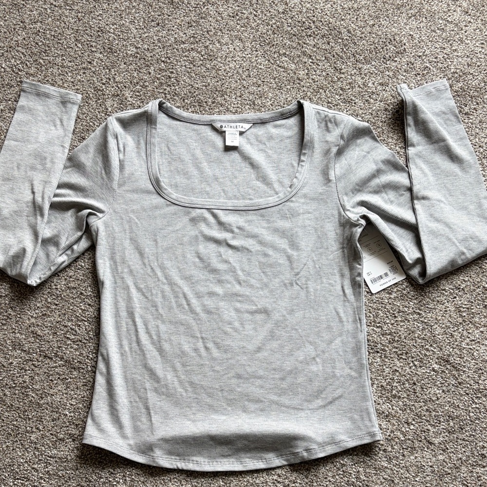 Athleta Signature Rib Square Neck Top M nwt